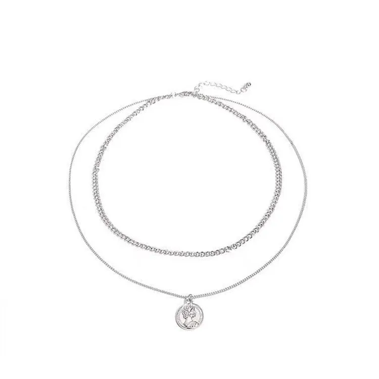 

Simple Beauty Head Coin Necklace Women's Necklace Sweater Chain Fashion Hip Hop Jewelry Necklace Anniversary Girlfriend Gift