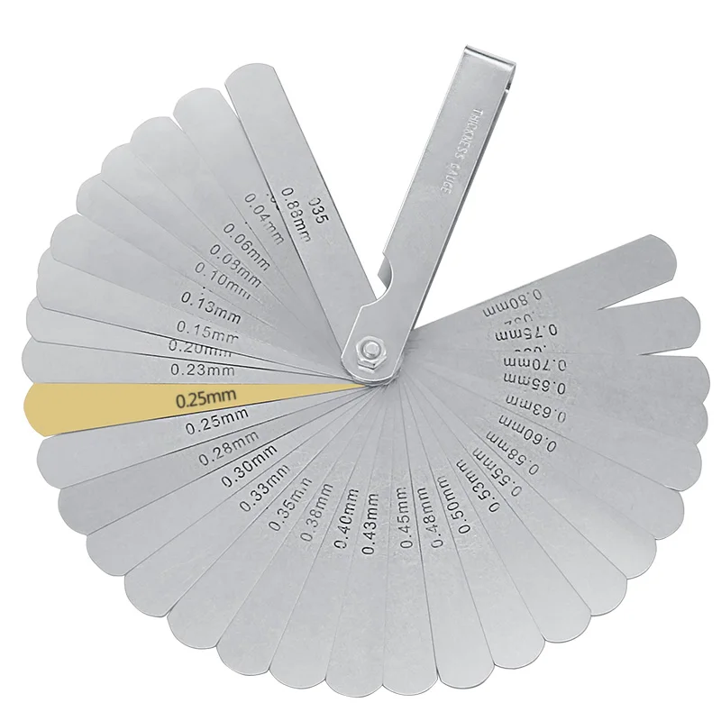 32pcs Range Finder Feeler Gauge Valve Teaching Feeler Gauge 0.04-0.88 mm Gap Size.0015-.035 Copper Sheet
