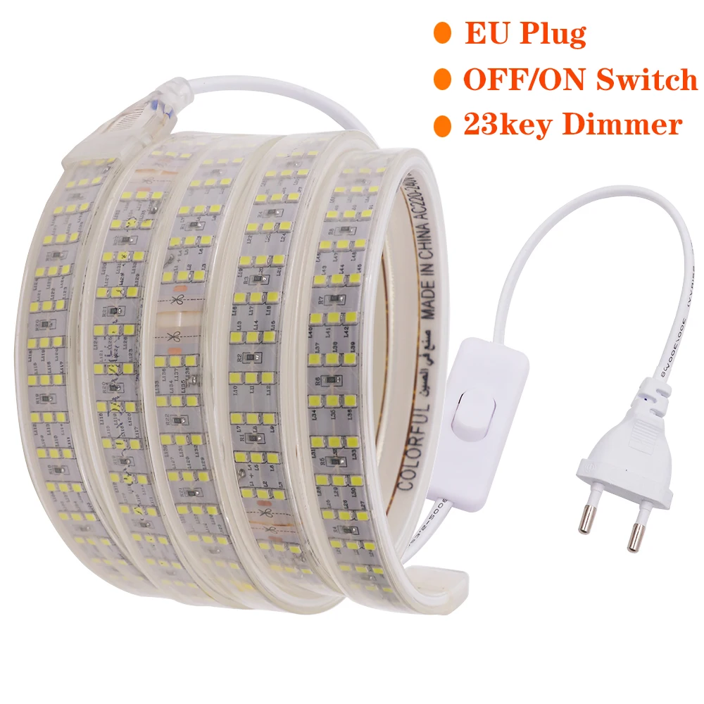 

LED Strip 220V High Brightness 2835 LED Stripe Dimmerable 276LEDs/M Flexible LED Light Waterproof LED Ribbon Diode Tape EU Plug
