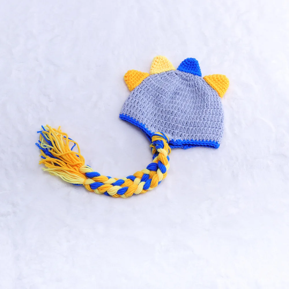 Newborn Crochet Photography Props Baby Boys Dinosaur Beanies Hat with Diaper Cover Handmade Knitted Photo Costume | Детская одежда и