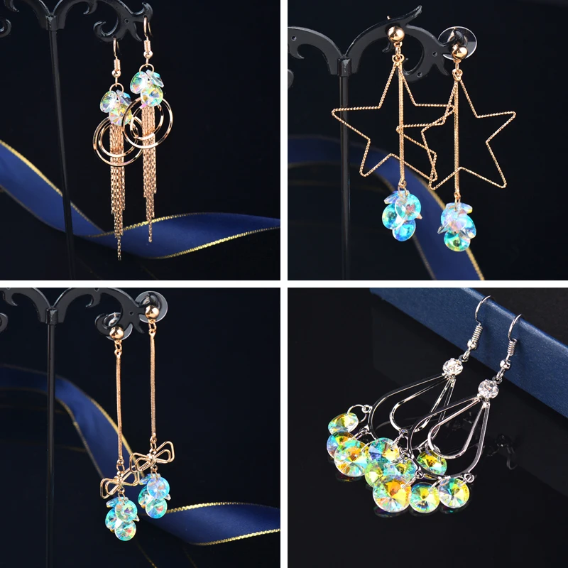 SINLEERY Round Circle Long Tassel Earring Yellow Gold Silver Color Crystal Earrings For Women 2021 wedding accessories ZD1 SSB | Украшения