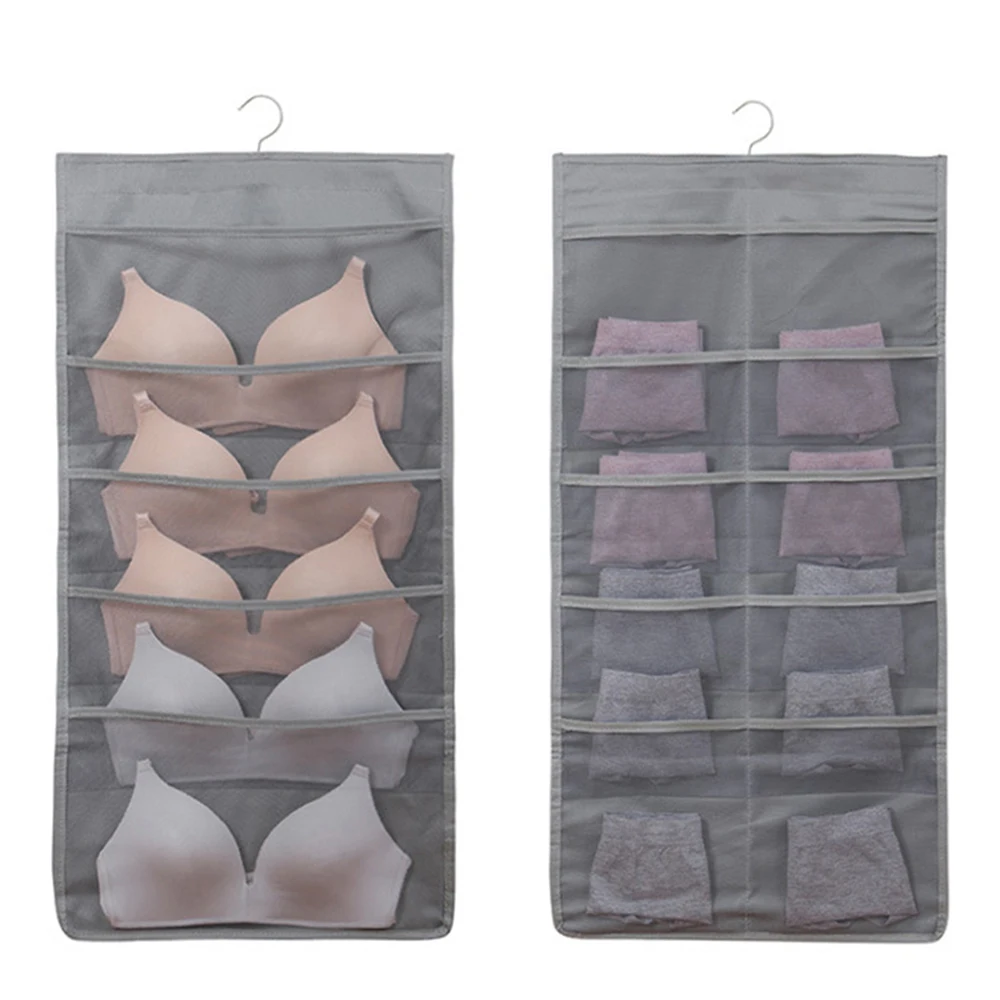 

Hanging Closet Organizer Dual-Sided Space Saving Storage Holder Oxford Cloth Space Saver Bag for Bra Underwear Underpants Socks