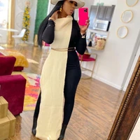 sexy knitted side split turtleneck sweater dress women winter clothes streetwear cover up y2k long dress club party maxi dress