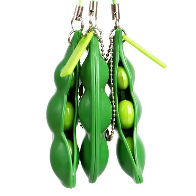

Extrusion Soybean Bean Pea Keychain Phone Bag Charm Stress Relieve Funny Practical Jokes Toy Funny Gift Squeeze Toys