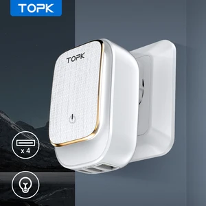 topk l power 22w 4 4amax usb charger for iphone 8 x 7 6 led lamp smart auto id usb wall mobile phone charger euusuk plug free global shipping