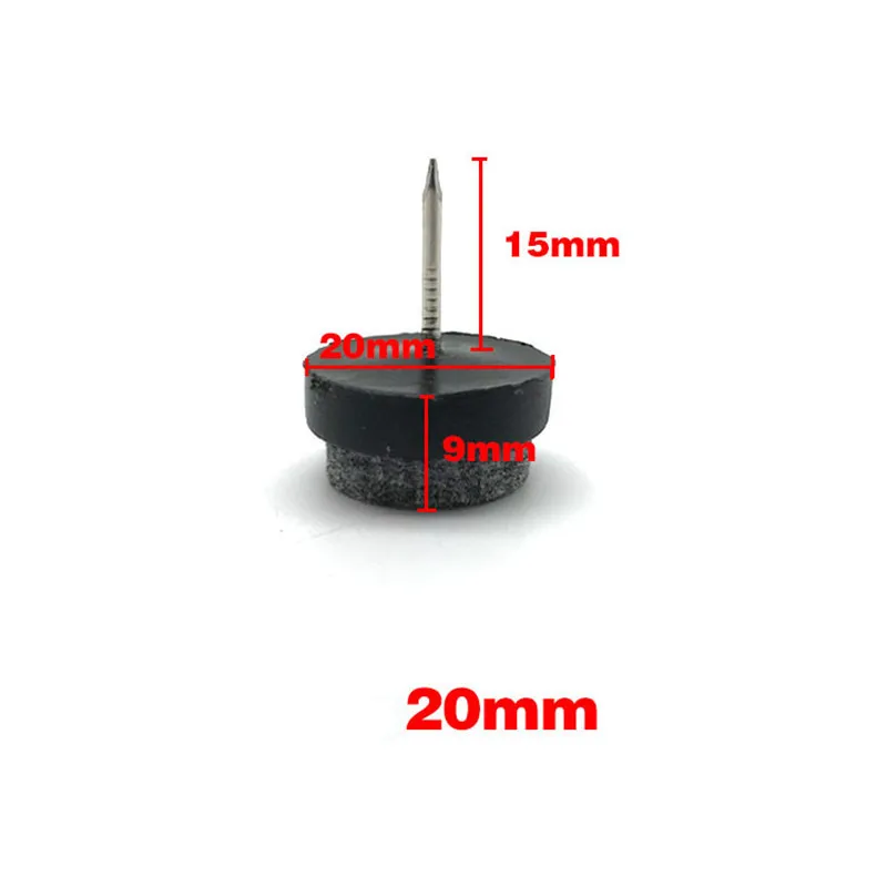 black 20mm KK& FING 30 шт стул стол мебель ноги дно ноги скользит противоскользящая плитка пластиковый коврик пол ногтей деревянный пол протектор ногтей - Цвет: black 20mm