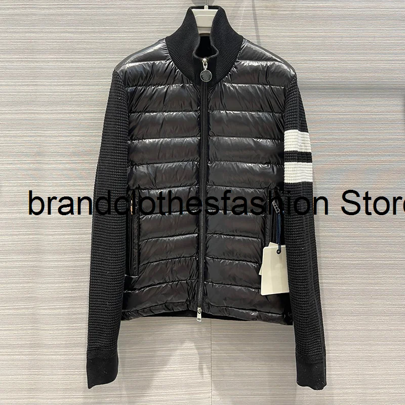 

Fashion Knit Wool Sleeve Patchwork Goose Down Jacket Women High Quality Stand Zip-Fly Soft Casual Coat Lady 2021 Autumn Winter