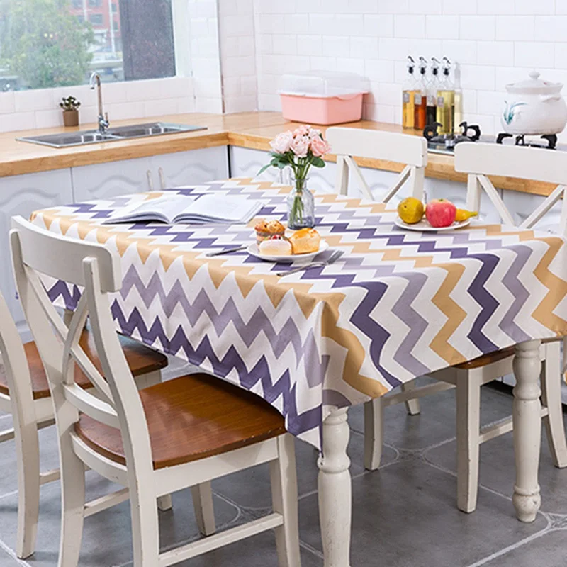 Горячий стол покрывает печать волны прямоугольный столовая для кухни Дом Мода Водонепроницаемая чайная ткань на.