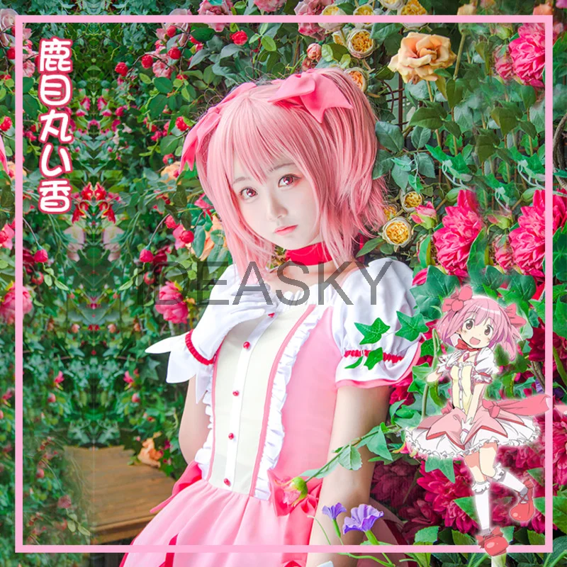 Платье для косплея puella magi madoka magica красная обувь парик девочки Канаме Мадока