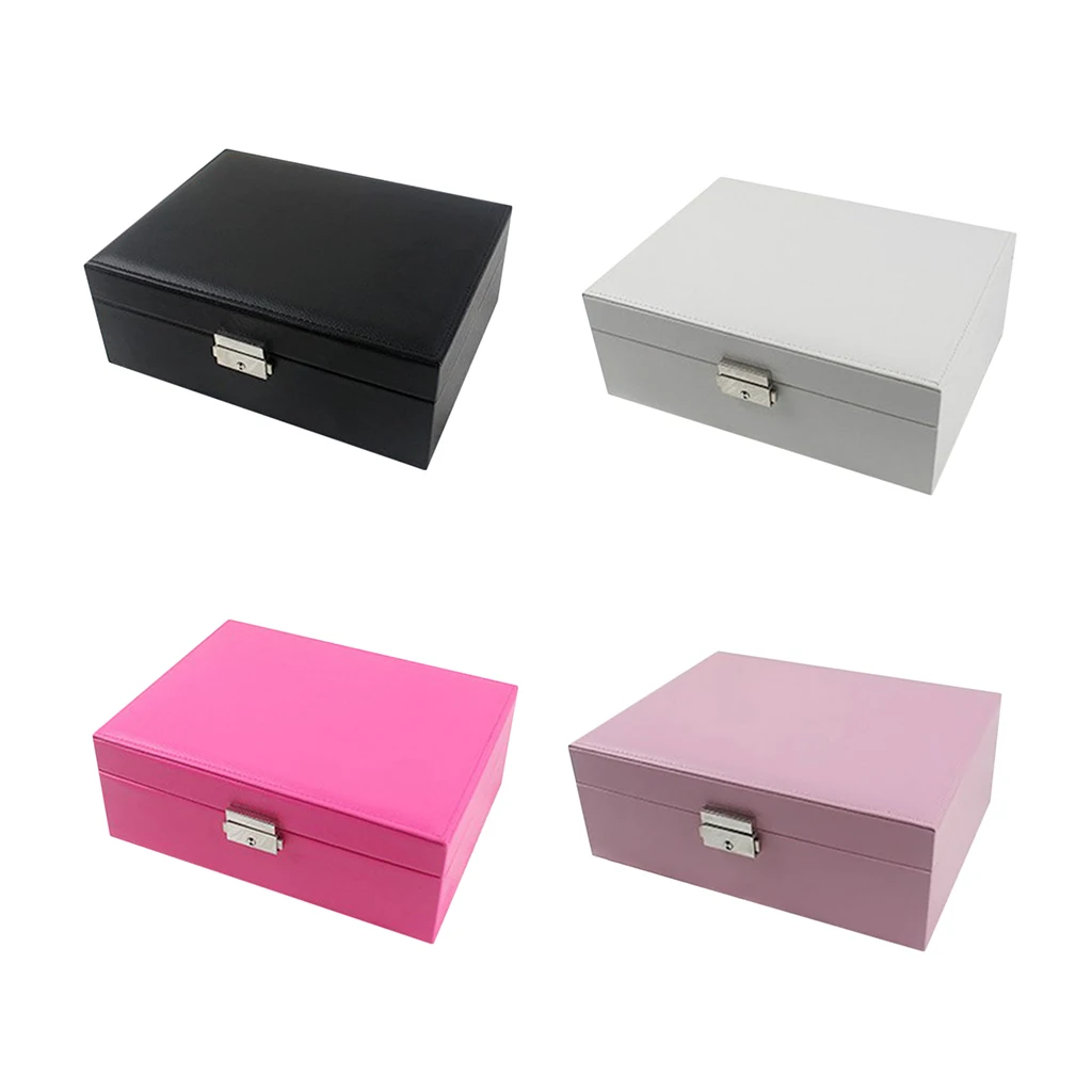 

2Layer PU Leather Jewel Display Box Necklace Earrings Organizer Storage Case