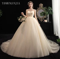 2021 white vestido de noiva new designer ball gown bridal gowns robe de mariage lace up strapless wedding dresses