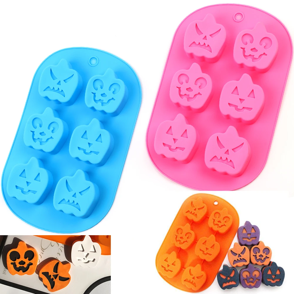 Halloween Ghost Festival Six Hole Pumpkin Elf Silicone Cake Baking Mold Handmade Soap Candle Ice Tray DIY 3D Christmas | Дом и сад