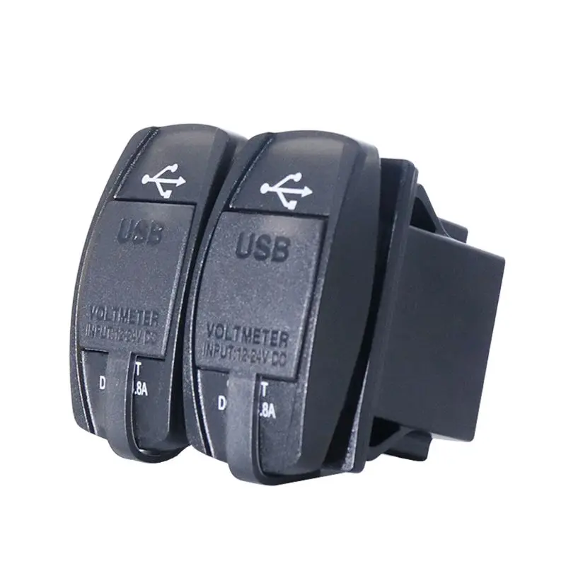 

Waterproof 12V 12V Auto Boat Dual USB Port Car Charger LED Voltmeter Mobile Phone Charging Adapter for iphone GPS Tablet W91F