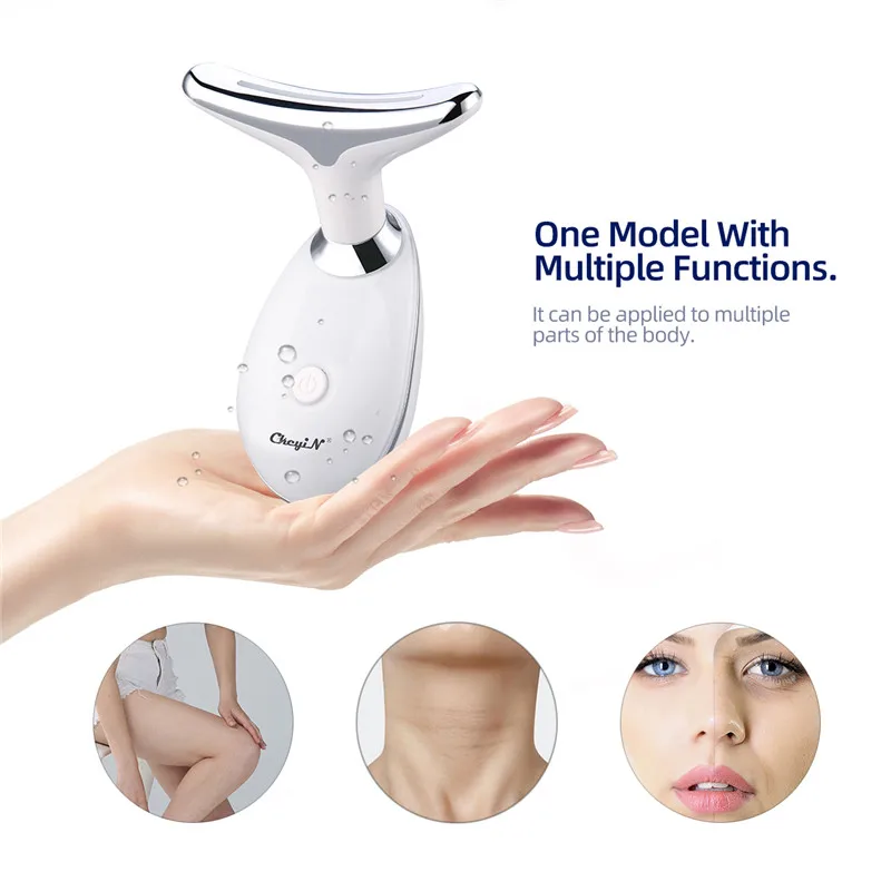 

LED Photon Neck Massager + EMS Hot Cool Facial Machine Sonic Vibration Anti Aging Wrinkle Face Skin Rejuvenation Lifting Firming