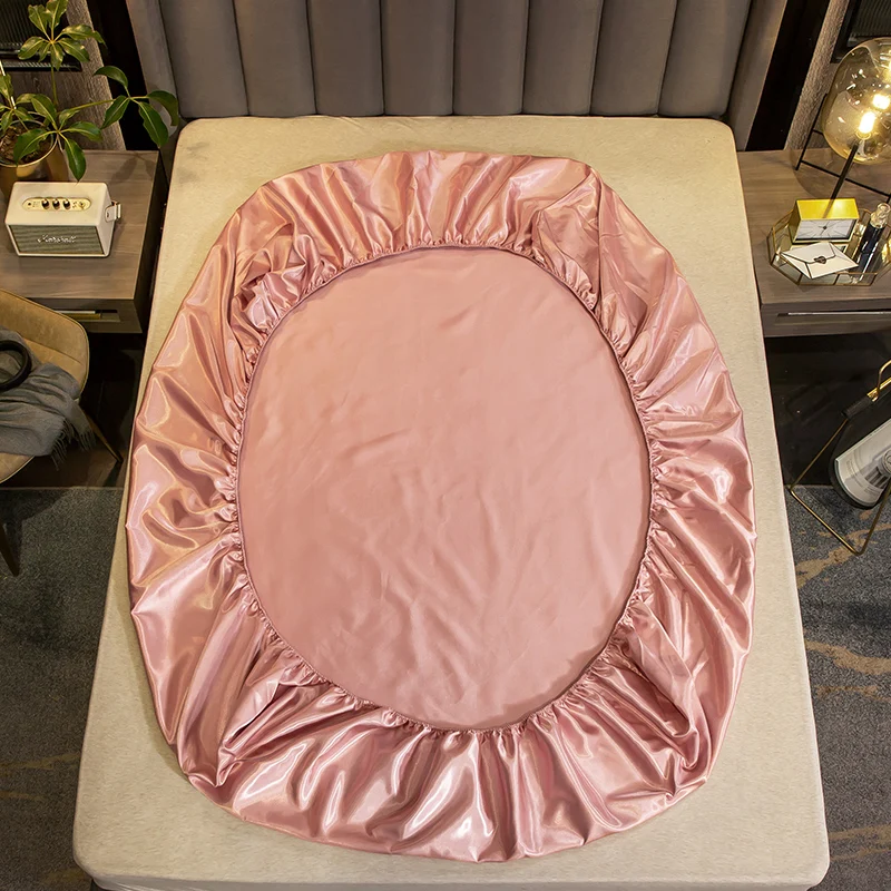 

Luxury satin bed linen summer Ice silk elastic Fitted Sheet home bedding set mattress Protector bedspread bed sheets &pillowcase