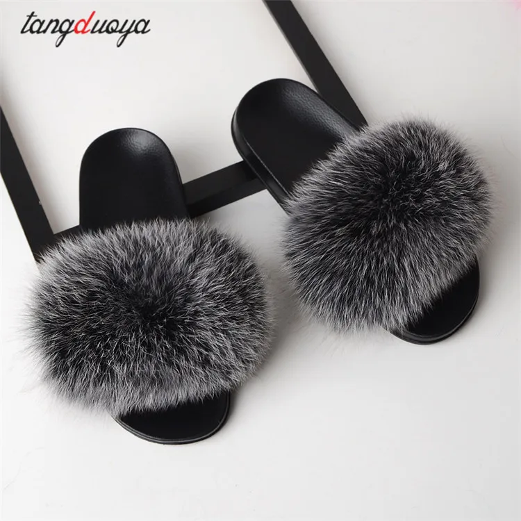 2020 женские меховые тапочки плюшевые Милые Плюшевые Пушистые сандалии с лисьим