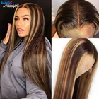 Бразильские Прямые кружевные передние парики Hd, прозрачные кружевные человеческие волосы, парики 13x4x1, прямые волосы с эффектом омбре для женщин