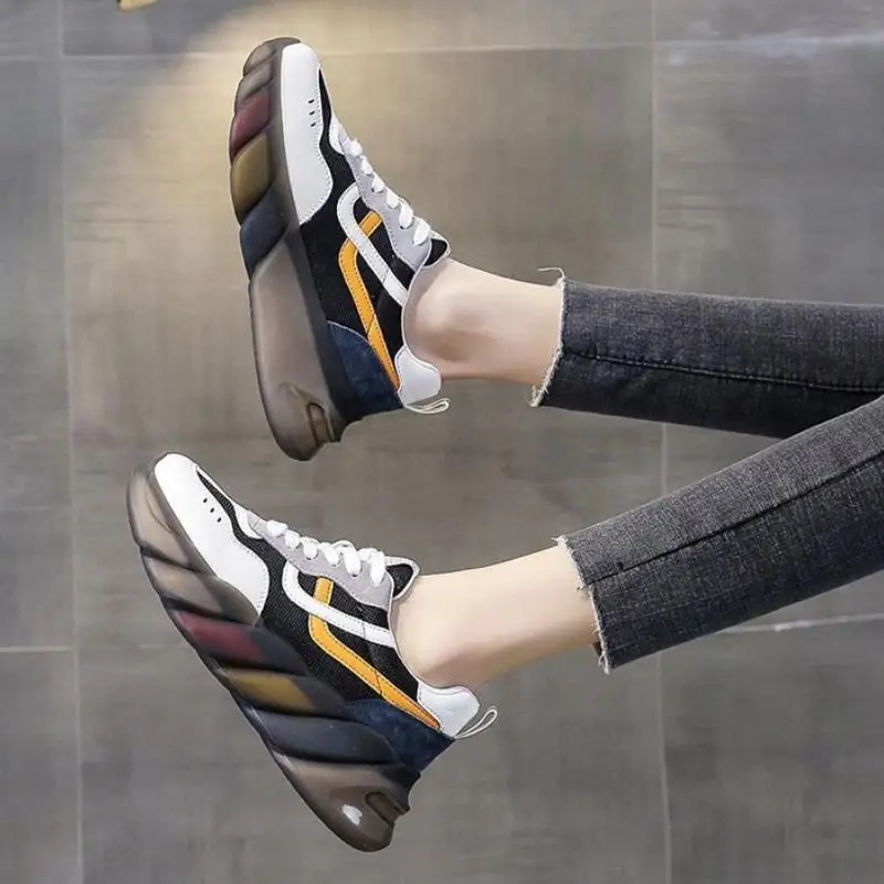 

RIZABINA 2021 Fashion Women Sneakers Women Casual Flat Shoes Mixed Color Lace Up Shoes Women Vacation Footwear Size 35-40