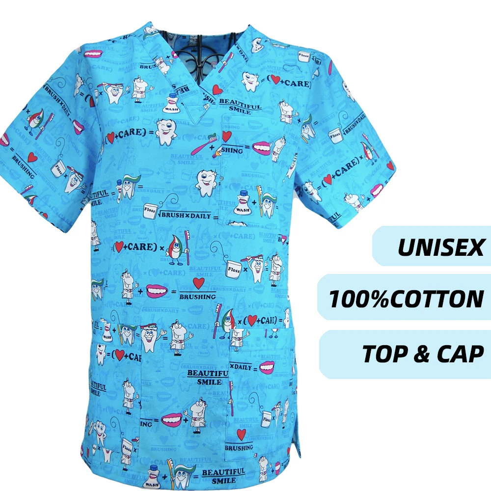 Униформа с коротким рукавом для мужчин и женщин шапка медсестер врачей рабочая