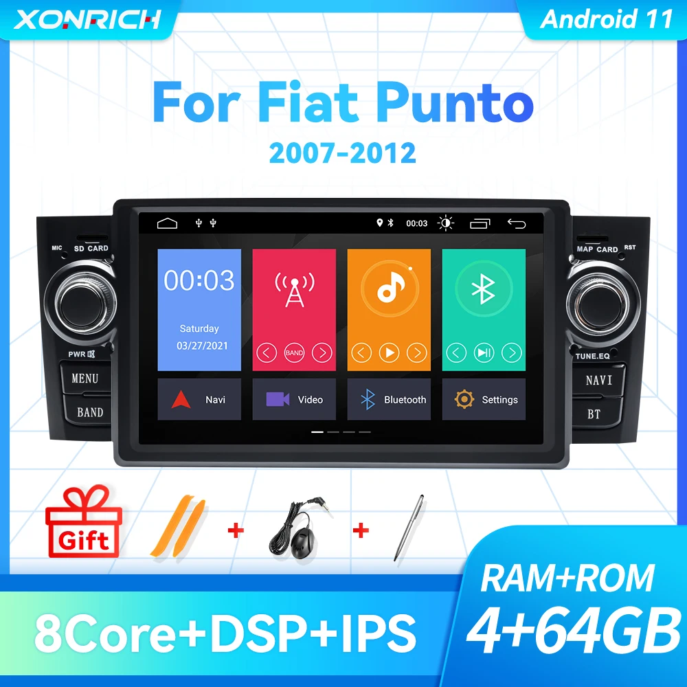 

Carplay Автомагнитола Android 11 1 Din автомобильный стерео Мультимедийный Плеер для Fiat Grande Punto Linea 2007-2012 Восьмиядерный GPS навигатор Wifi