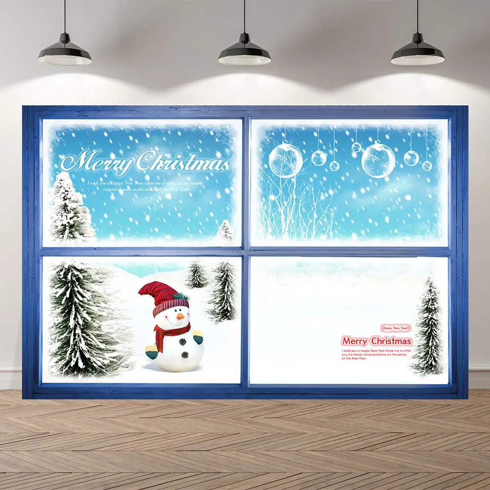 

SeekproBackground Merry Christmas happy new year party snowman window view baby shower Portrait Backdrops for Photography