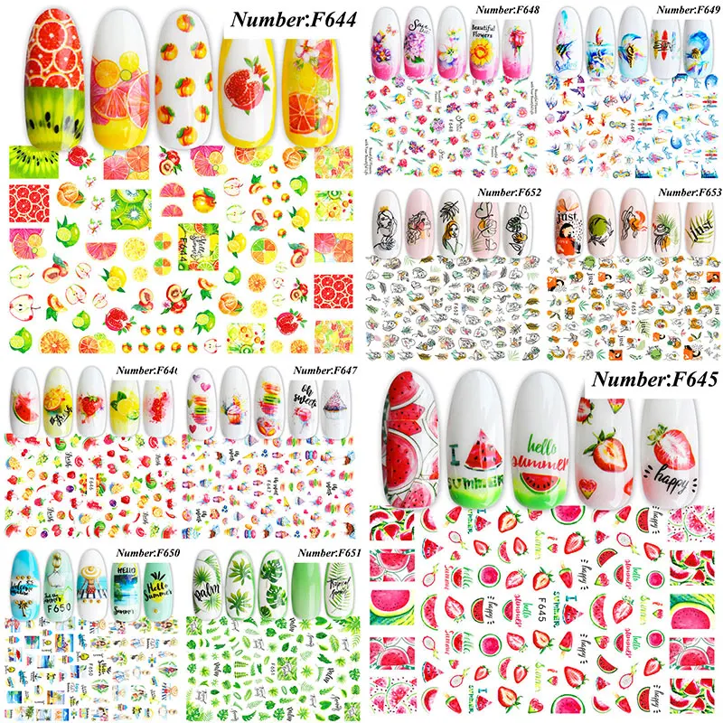 

2021 весенние Летние фрукты слайдеры ногти арбуз/клубника/Оранжевый 3D наклейки для ногтей наклейки новый дизайн декоративные фольгированные...