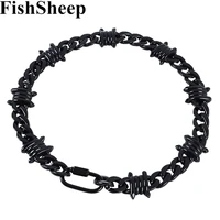 fishsheep gothic black acrylic chain thorns necklace for man women hip hop punk barbed choker necklace 2022 mens jewelry gifts