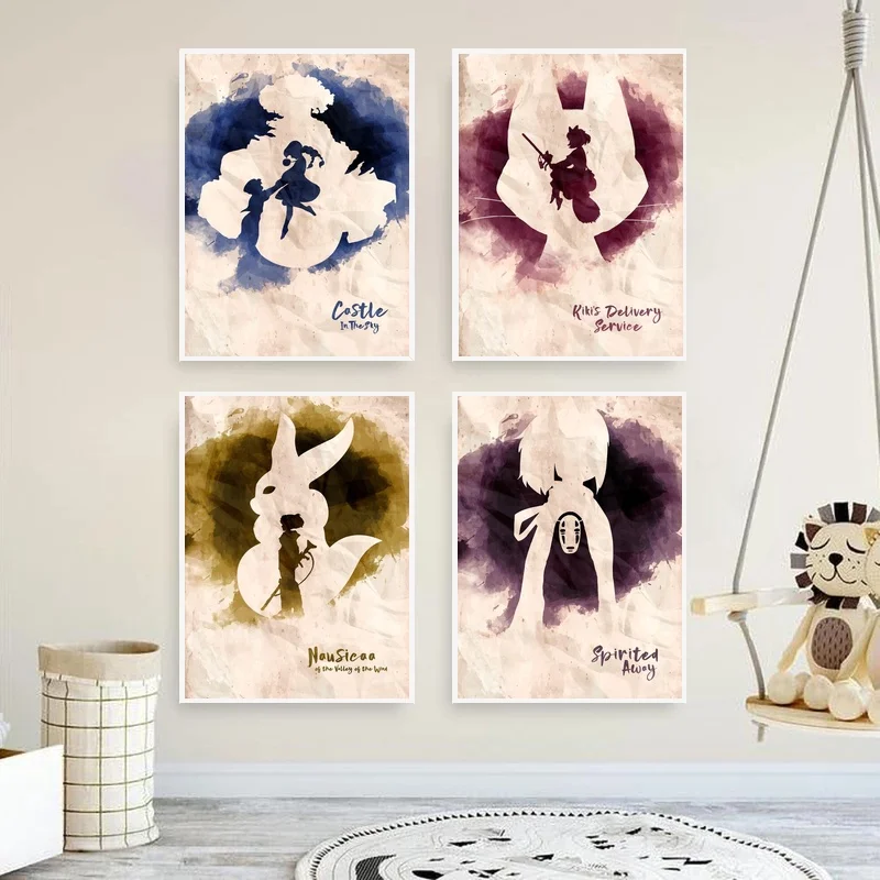 

Плакат с изображением замка в небе, служба доставки Кики, наушники в долине ветра, Унесенные в движении минималистские картины