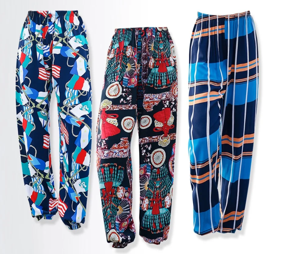 

Летние крутые брюки с принтом, женские свободные мягкие дышащие удобные брюки cacaul с высокой талией и цветочным принтом, женские тонкие брюк...