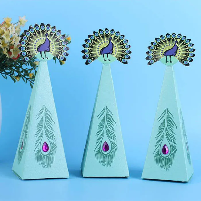 Peacock 40 шт./60 шт./100 шт. подарочные коробки Русалочка красивая бумага коробка для конфет Русалочка День Рождения Декор детские подарочные коробки для детского душа - Цвет: Peacock