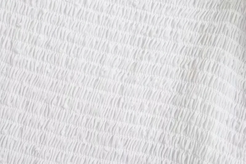 

SALEQI smocked blouse women long sleeve off shouder sexy women tops Spotty cotton elastic shirred summer blouse tops 2021