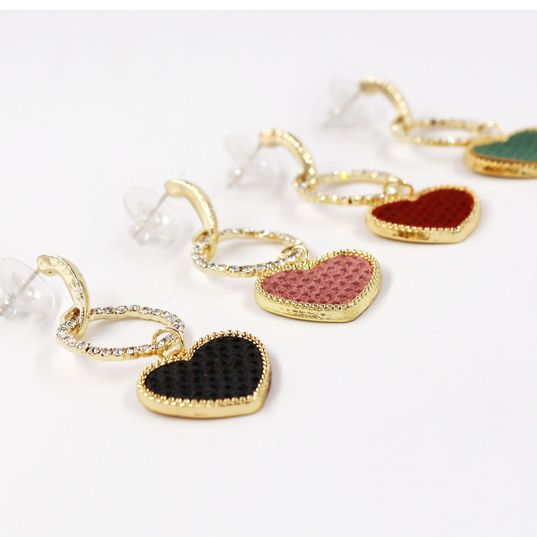 Сердце горный хрусталь серьги кожа любовь золото/серебро 2019 современная мода