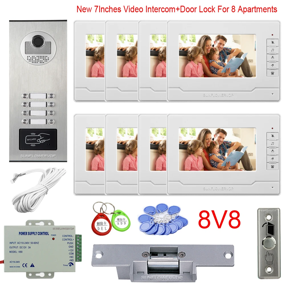 Мульти квартиры дома домофон Rfid карты Камера позвоните по номеру 8/10/12 кнопок