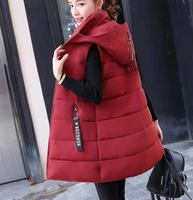 autumn winter vest women waistcoat female sleeveless vest jacket hooded warm long vest coat colete