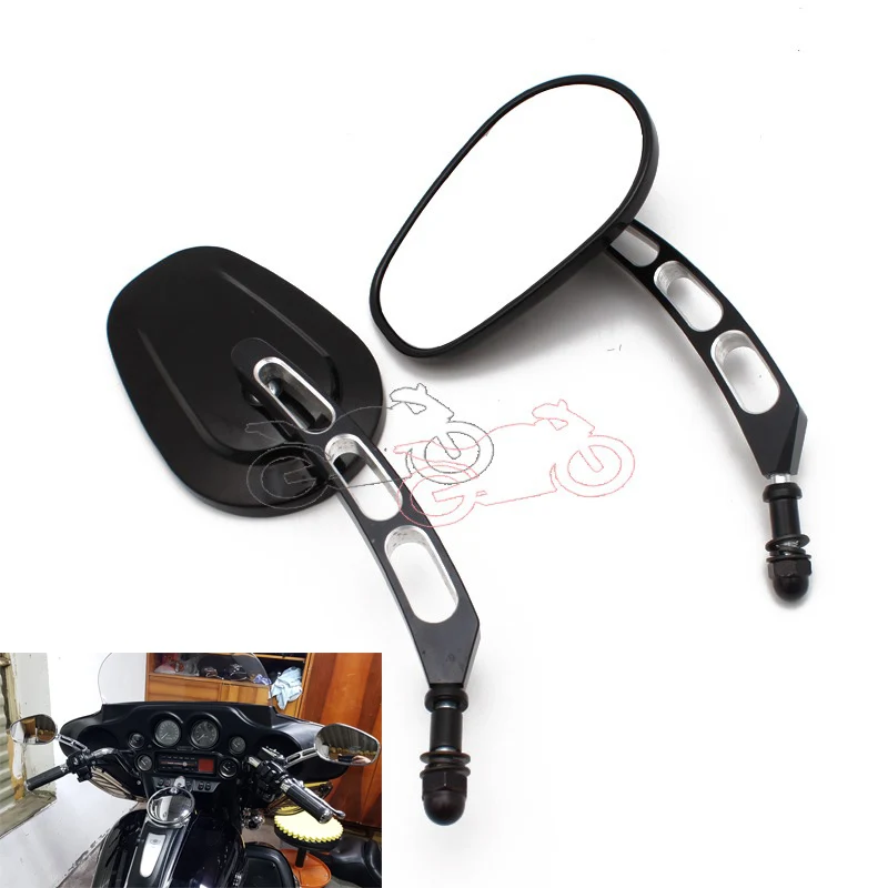 

Motorcycle Black Rear View Side Mirrors For Harley Road King Touring Street Bob FXDB Fatboy Iron 883 Sportster 1200 Dyna Softail