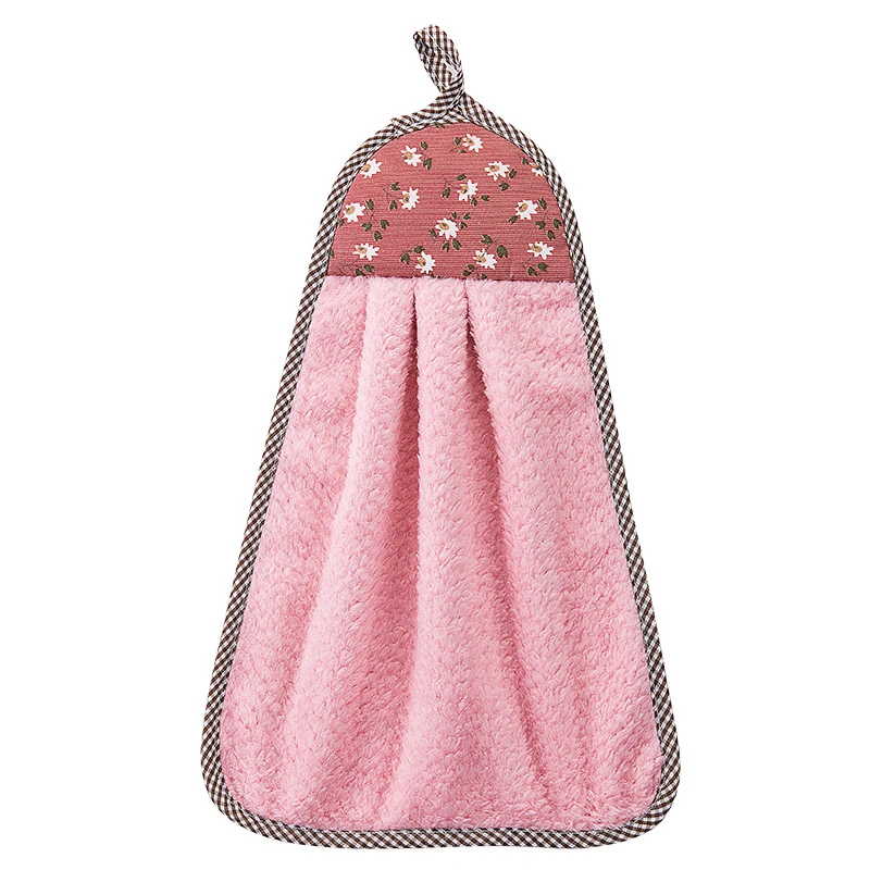 

2PCS Coral Velvet Bath Supplies Soft Absorbent Hand Towel Kitchen Cloths Hanging Clothes Kitchen Accessories 30 * 40cm