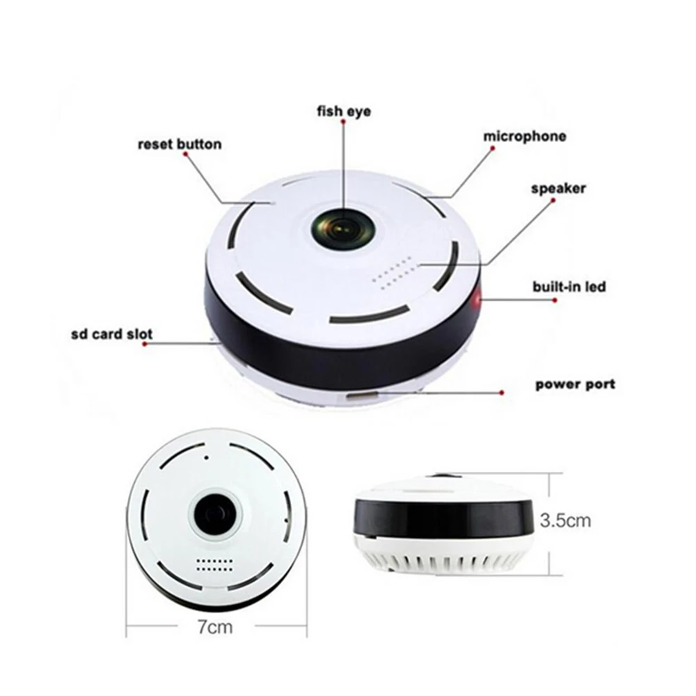 HD 360 градусов панорамный Широкий Угол Мини Cctv камера Smart IPC беспроводной рыбий