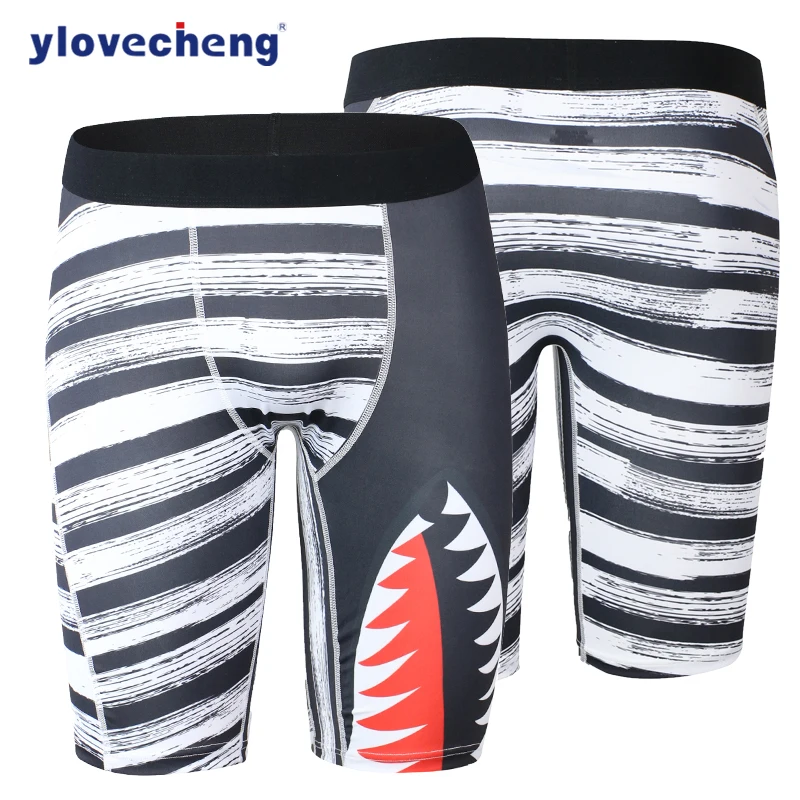 

New printed men's underwear boxer Lengthened sports running boxer pants Moisture absorption air permeability and quick drying