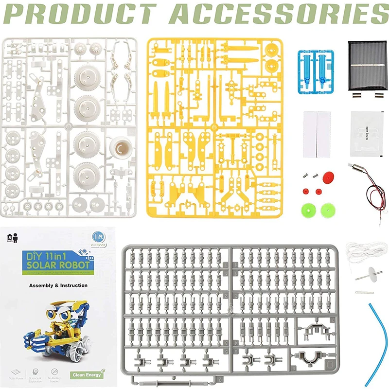 

STEM Toys 11-in-1 Solar Robot Kit Learning Science Solar Operated Robot Building Blocks for Kids Children