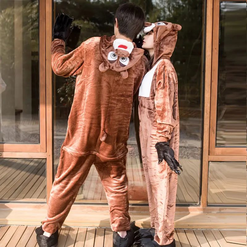 Для взрослых Аниме Onesie Мужчины Женщины Медведь пижамы мягкие Необычные Pijima