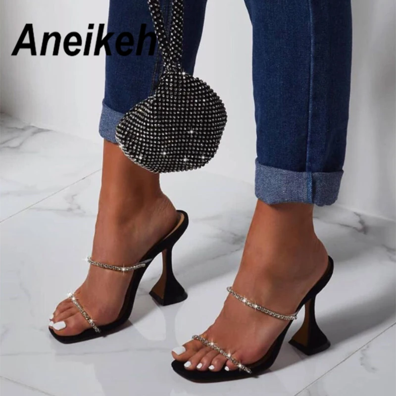 Туфли Aneikeh стразы из прозрачного ПВХ с блестками летние модные шлепанцы на