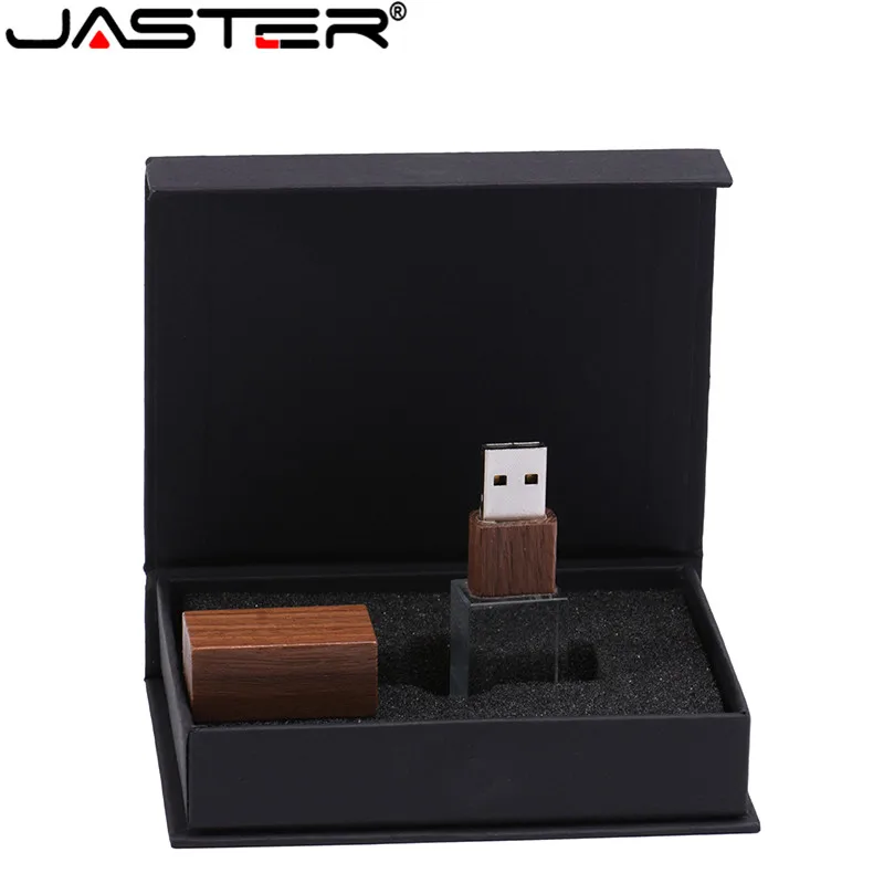 JASTER Walnut Crystal usb 2,0 4 ГБ 8 ГБ 32 ГБ 64 Гб 128 ГБ флеш-накопитель с черной упаковочной коробкой(10 шт. бесплатный логотип