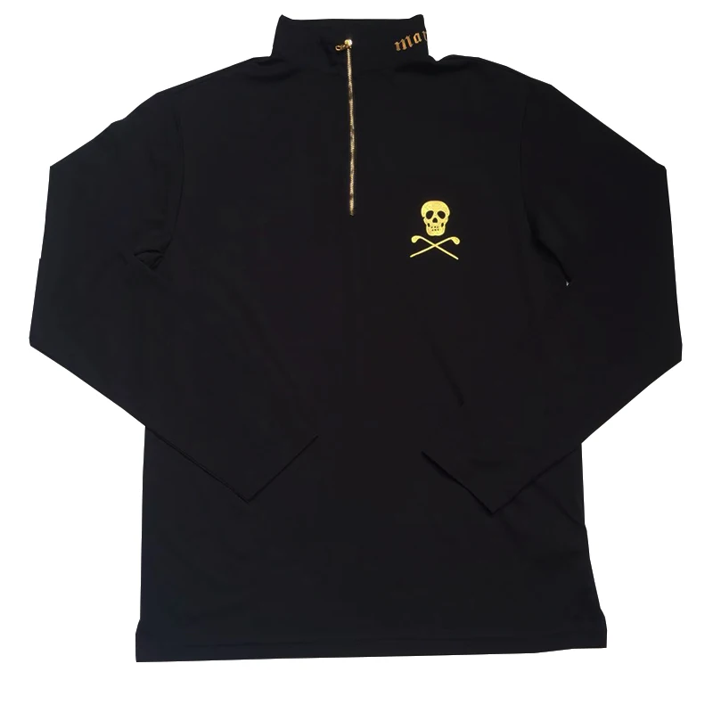 

Spring Autumn Men's Clothing New Golf Long Sleeve Half Zipper T-Shirt Breathable Quick Dry Casual Black White Sports POLO Shirt