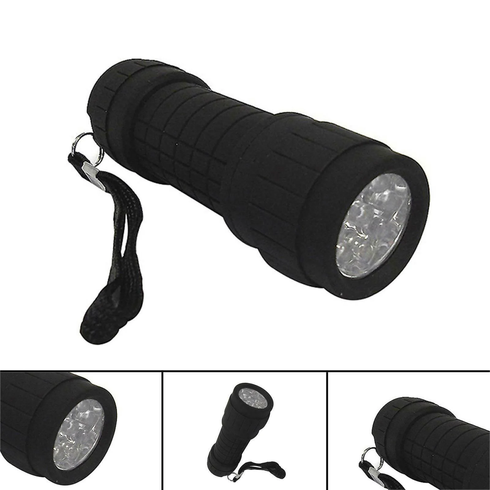 

Mini Ultra Bright Black Aluminium 9 Led Pocket Light Flashlight Torch Camping