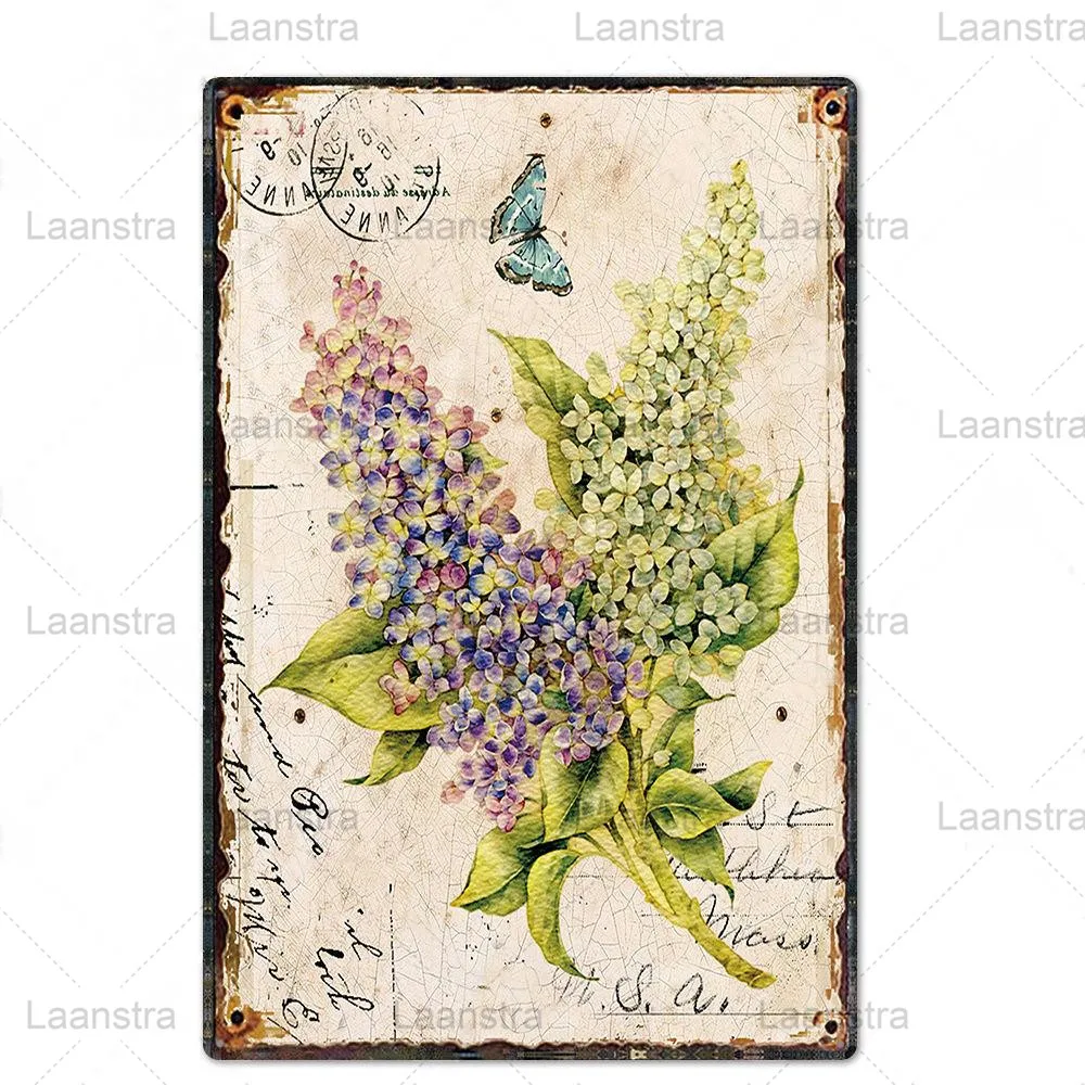 

Metal Tin Sign Flower Arrangement Flower Art Signs Elegant Poster Wall Art Decor For Home Room Flowershop Club Cafe Iron Plaque