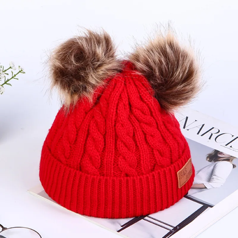 Детская шапка с помпоном зимняя вязаная Милая для девочек и мальчиков