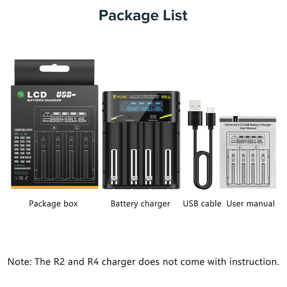 YCDC 2/4 слотов USB зарядное устройство умная Зарядка 18650 26650 14500 AA AAA с шт. Высокая