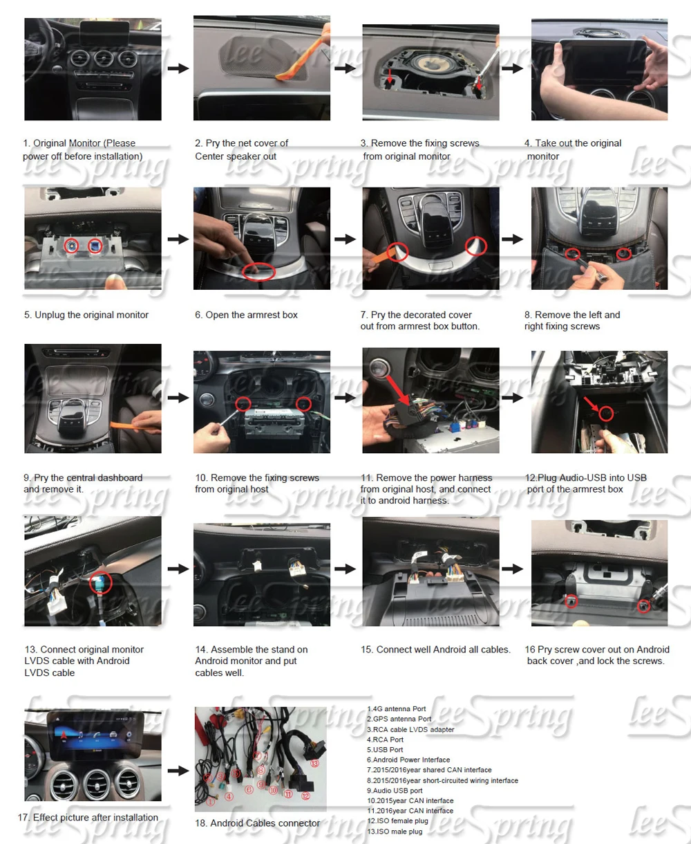 10.25 inch Android 9.0 Touch Screen Car Multimedia Player for Mercedes Benz C Class W205/GLC X253/V Class W639(NTG5.0