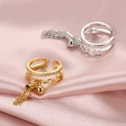 Уникальное Открытое кольцо для женщин, простое геометрическое Золотое кольцо в китайском стиле ретро, аксессуары для пальцев, с кисточками, ювелирные изделия, подарок