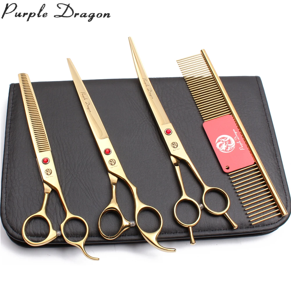 Набор для груминга собак Японские Стальные филировочные ножницы Purple Dragon 8 дюймов